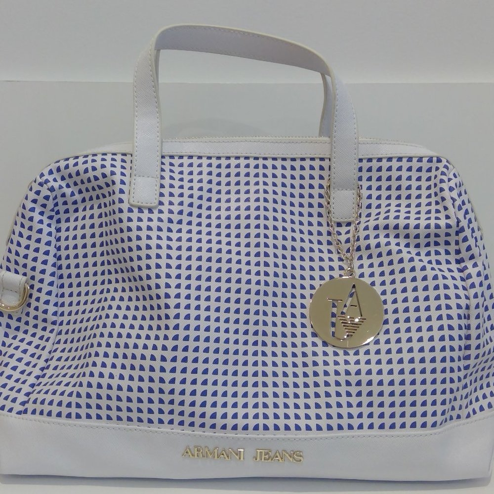 Armani Jeans White and Blue Purse